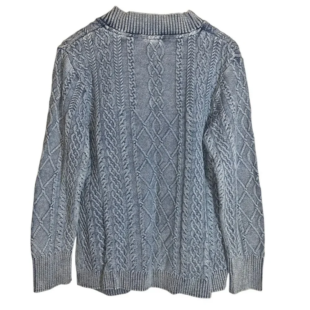 Vintage Blue Willi's Indigo-Dyed Cotton Cable Knit Fisherman's Sweater XXL